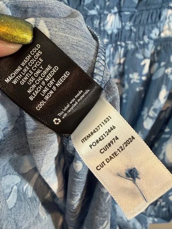 Torrid Blue Floral Maxi Dress 2X Tiered Pockets Modest Casual Cottage Western - Picture 10 of 12